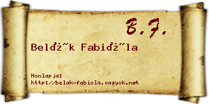 Belák Fabióla névjegykártya